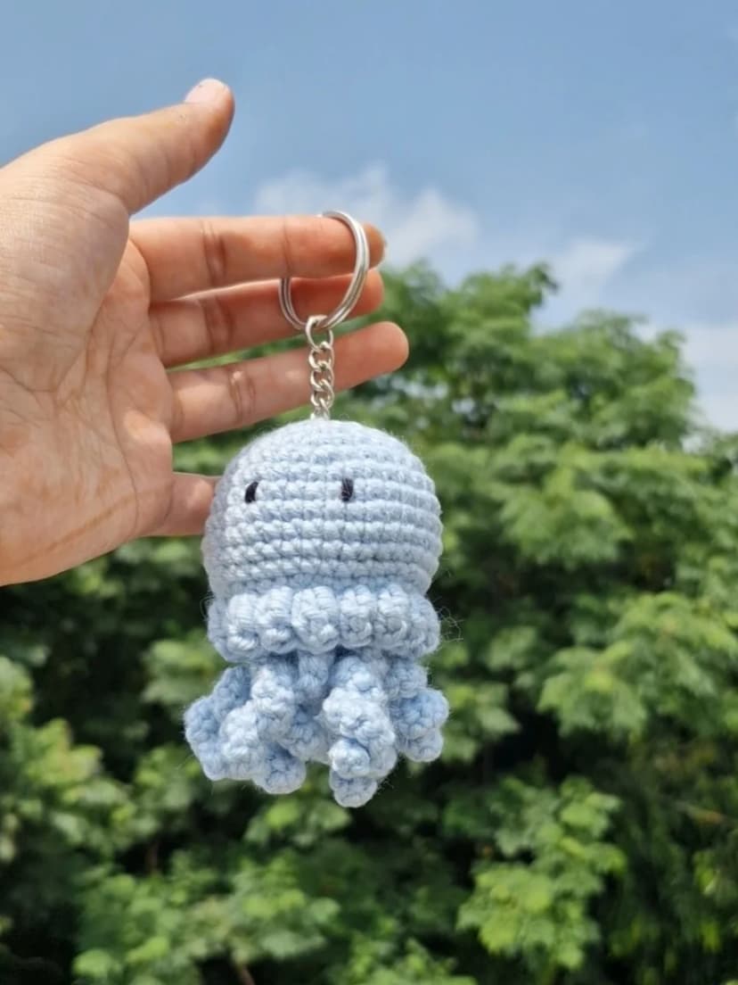 Crochet Jellyfish Keychain