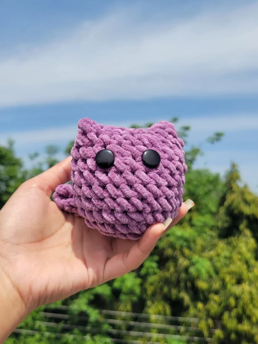 Chunky Purple Kitty Crochet Plush